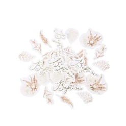 100 CONFETTIS CARTON BAPTÊME PAMPA COTON 3-6CM