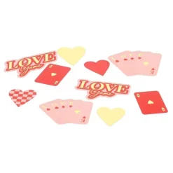 100 CONFETTIS CARTON JEU AMOUR 2.5X4CM ROSE ROUGE