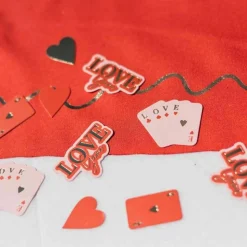 100 CONFETTIS CARTON JEU AMOUR 2.5X4CM ROSE ROUGE