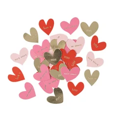 100 CONFETTIS CARTON LOVELY TIME 2.5CM ROSE ROUGE