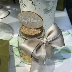 6 CONFETTIS DE TABLE BAPTÊME 3 X 4 CM BOIS