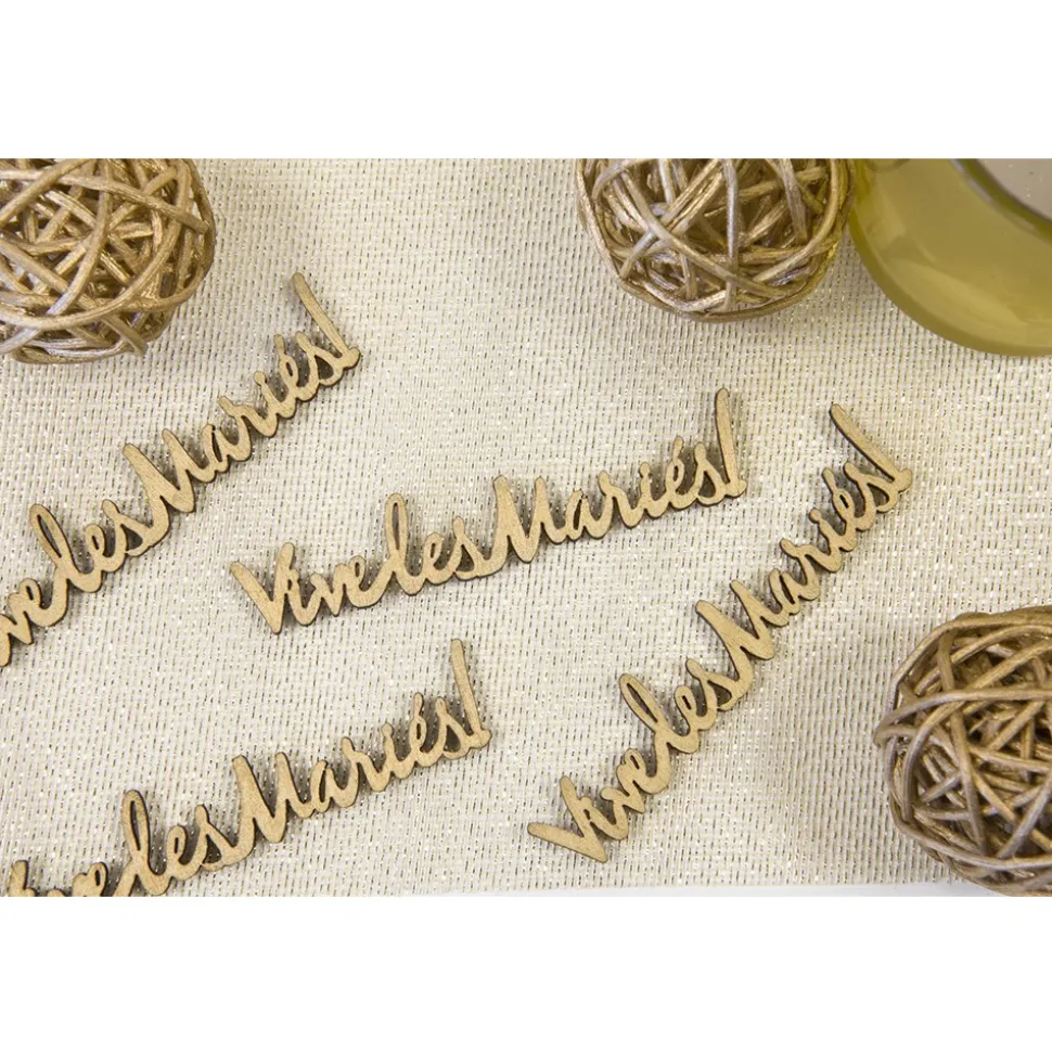 10 CONFETTIS DE TABLE VIVE LES MARIÉS 7 CM TEINTÉ