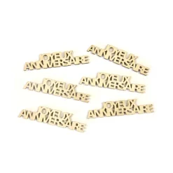 12 CONFETTIS JOYEUX ANNIVERSAIRE BOIS NATUREL