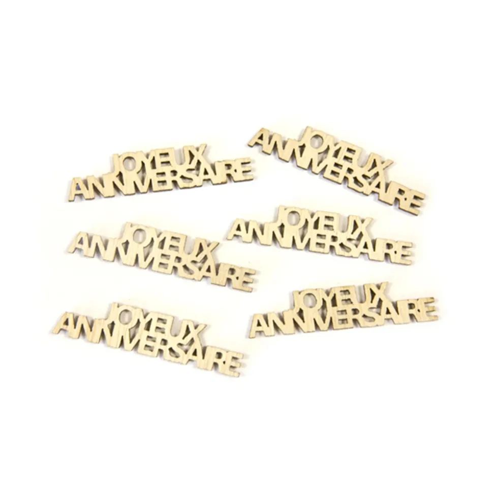 12 CONFETTIS JOYEUX ANNIVERSAIRE BOIS NATUREL
