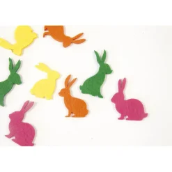 8 CONFETTIS LAPIN FEUTRINE 4X3.5CM TONS VIFS