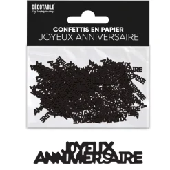 CONFETTIS PAPIER ANNIVERSAIRE 5CM NOIR