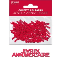 CONFETTIS PAPIER ANNIVERSAIRE 5CM ROUGE