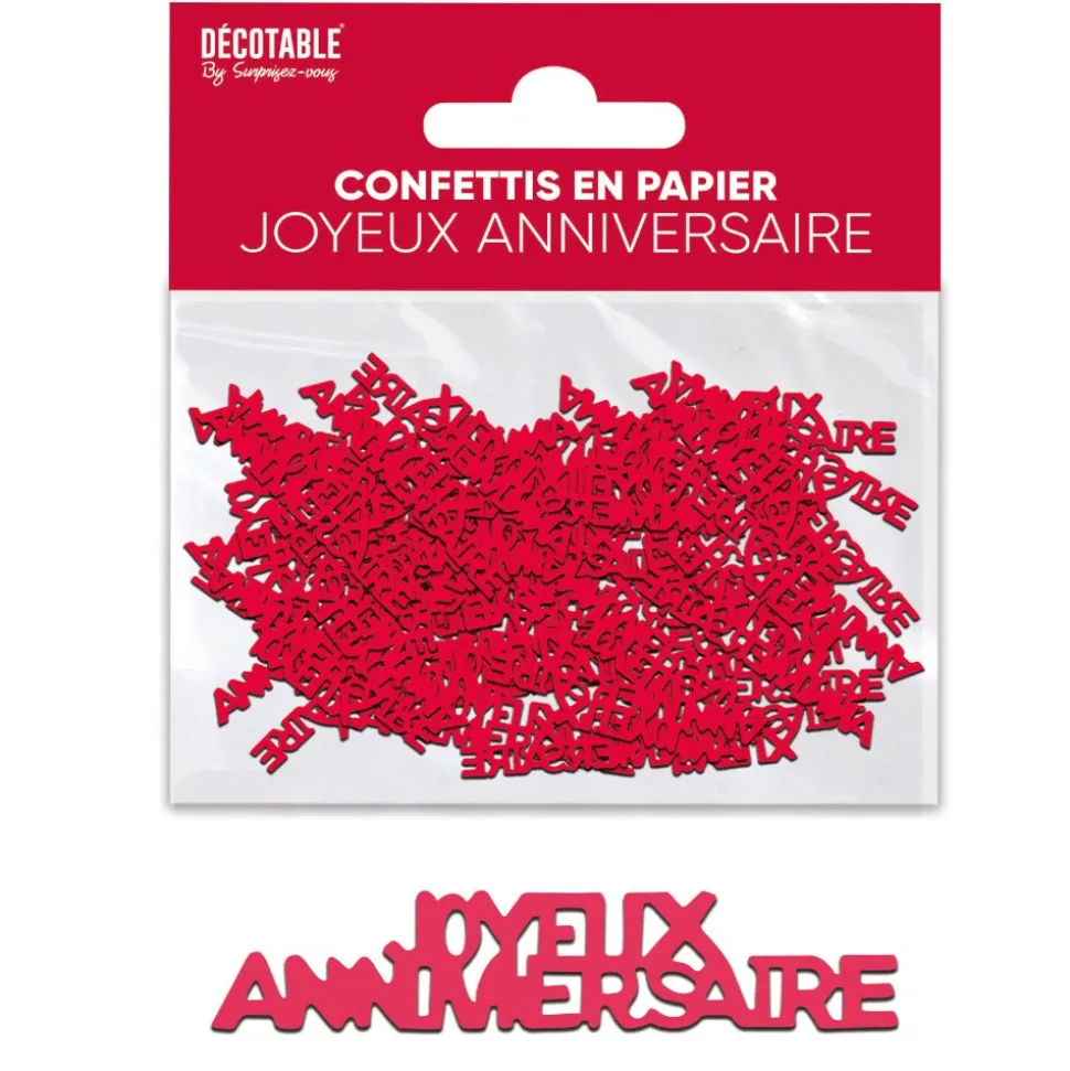 CONFETTIS PAPIER ANNIVERSAIRE 5CM ROUGE