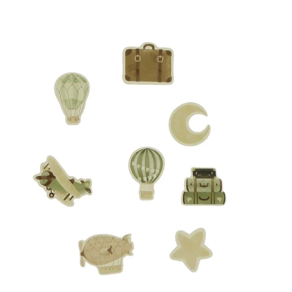 50 CONFETTIS PAPIER MONTGOLFIÈRE 2-3.5CM CRÈME VERT