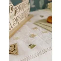 50 CONFETTIS PAPIER MONTGOLFIÈRE 2-3.5CM CRÈME VERT