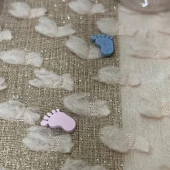 32 CONFETTIS PIED BÉBÉ BOIS BLEU CIEL