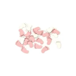 32 CONFETTIS PIED BÉBÉ BOIS ROSE