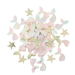 100 CONFETTIS ÉTOILE DE MER SIRÈNE 2-3.5CM PASTEL