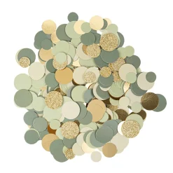 CONFETTIS VERT SAUGE OR PAILLETTES 1.5-2.5CM 14G