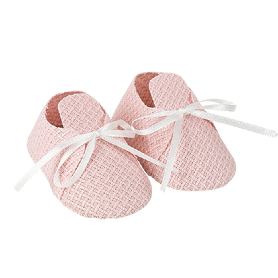 2 CONTENANTS TISSU CHAUSSURES BÉBÉ 8.5X4.5CM ROSE