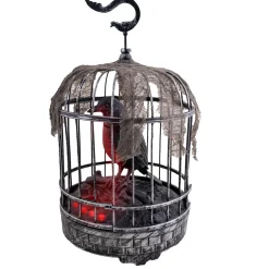 CORBEAU ENFERMÉ CAGE ANIMÉ SON LUMIÈRE 32X20X20CM