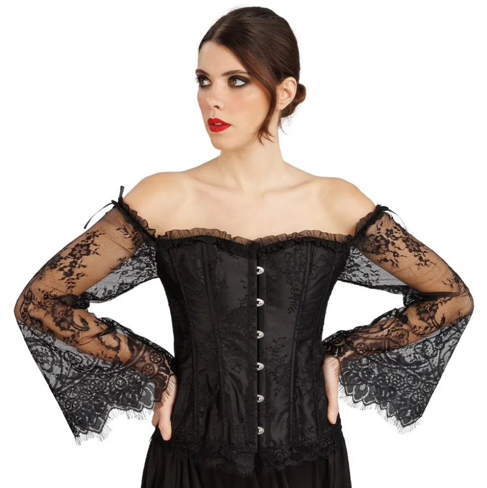 CORSET MANCHES DENTELLE GOTHIQUE NOIR FEMME