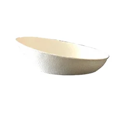 50 COUPELLES OVALES CANNE À SUCRE BIO 8CM BLANC