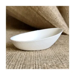 50 COUPELLES OVALES CANNE À SUCRE BIO 8CM BLANC