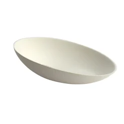 50 COUPES OVALES CANNE À SUCRE BIO 13CM BLANC