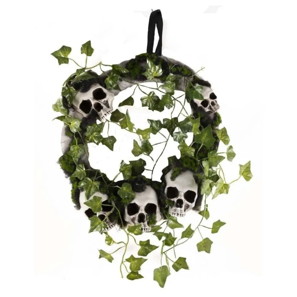 COURONNE DE PORTE LIERRE ARTIFICIEL CRÂNES 40CM