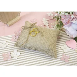 COUSSIN D'ALLIANCES TOILE AVEC LIEN CORDE 13 CM