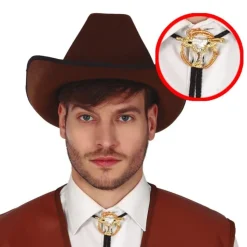 CRAVATE BOLO COWBOY TEXAN BOUCLE CRÂNE ADULTE