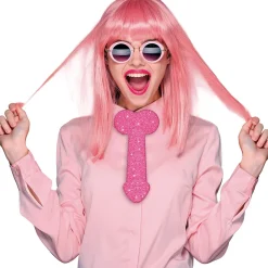 CRAVATE HUMOUR PÉNIS ÉCLAT 30CM ROSE