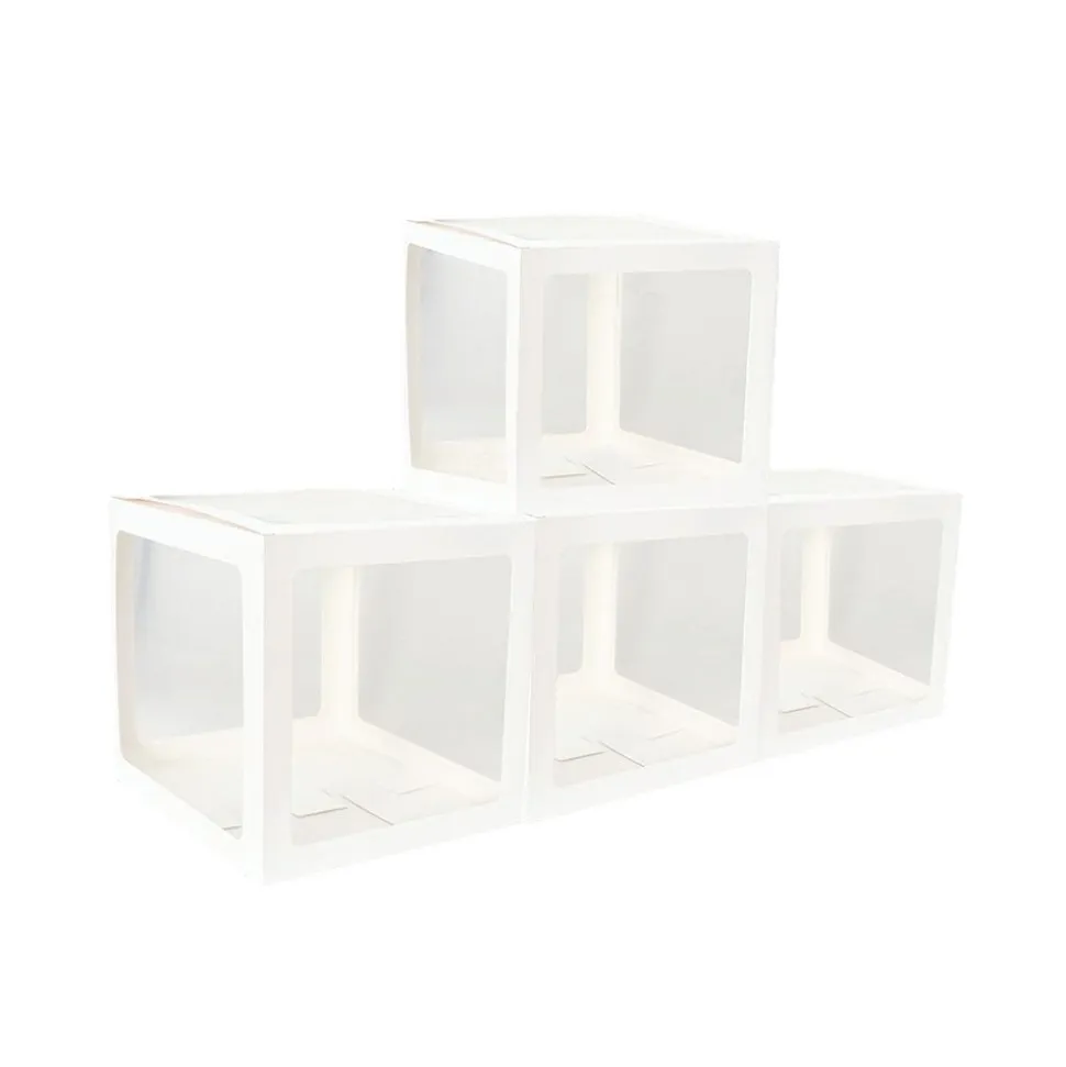 4 CUBES CARTON RIGIDE PERSONNALISABLE 30CM BLANC