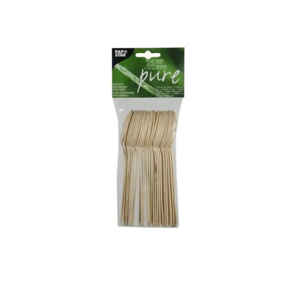 25 CUILLÈRES BOIS BIODÉGRADABLE 15.7CM NATUREL