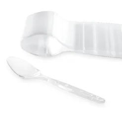 100 CUILLÈRES À SOUPE RÉUTILISABLES 18CM TRANSPARENT