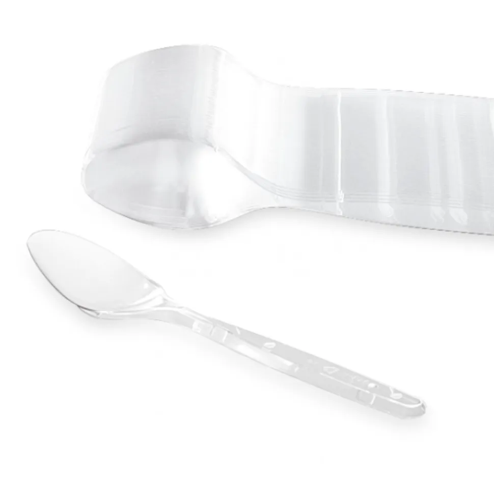 100 CUILLÈRES À SOUPE RÉUTILISABLES 18CM TRANSPARENT