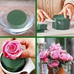 2 CYLINDRES PAIN MOUSSE FLORAL 7.5CM Ø14CM VERT