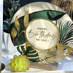 DÉCO BOIS ANNIVERSAIRE JUNGLE 19.5X4X20.5CM VERT
