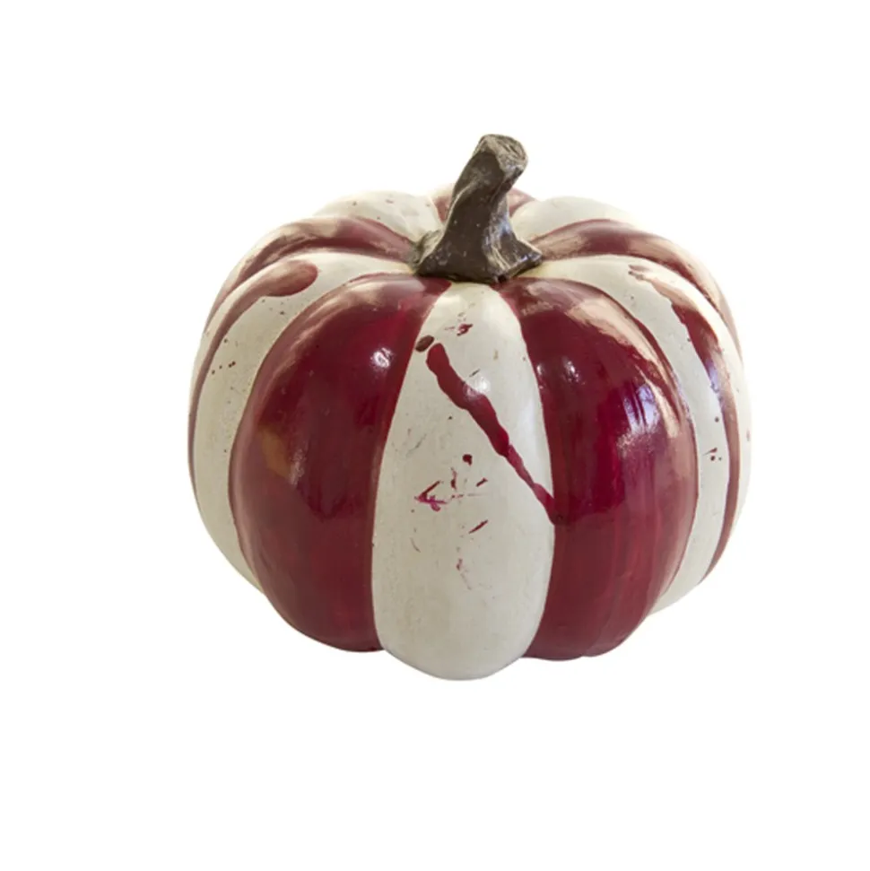 DÉCO CITROUILLE RÉSINE 11X12.5X12.5CM ROUGE BLANC
