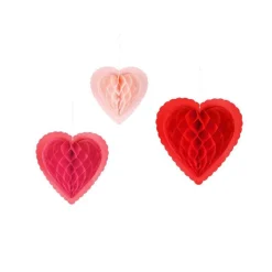 3 DÉCO CUR PAPIER ALVÉOLÉ 20-30CM ROUGE ROSE