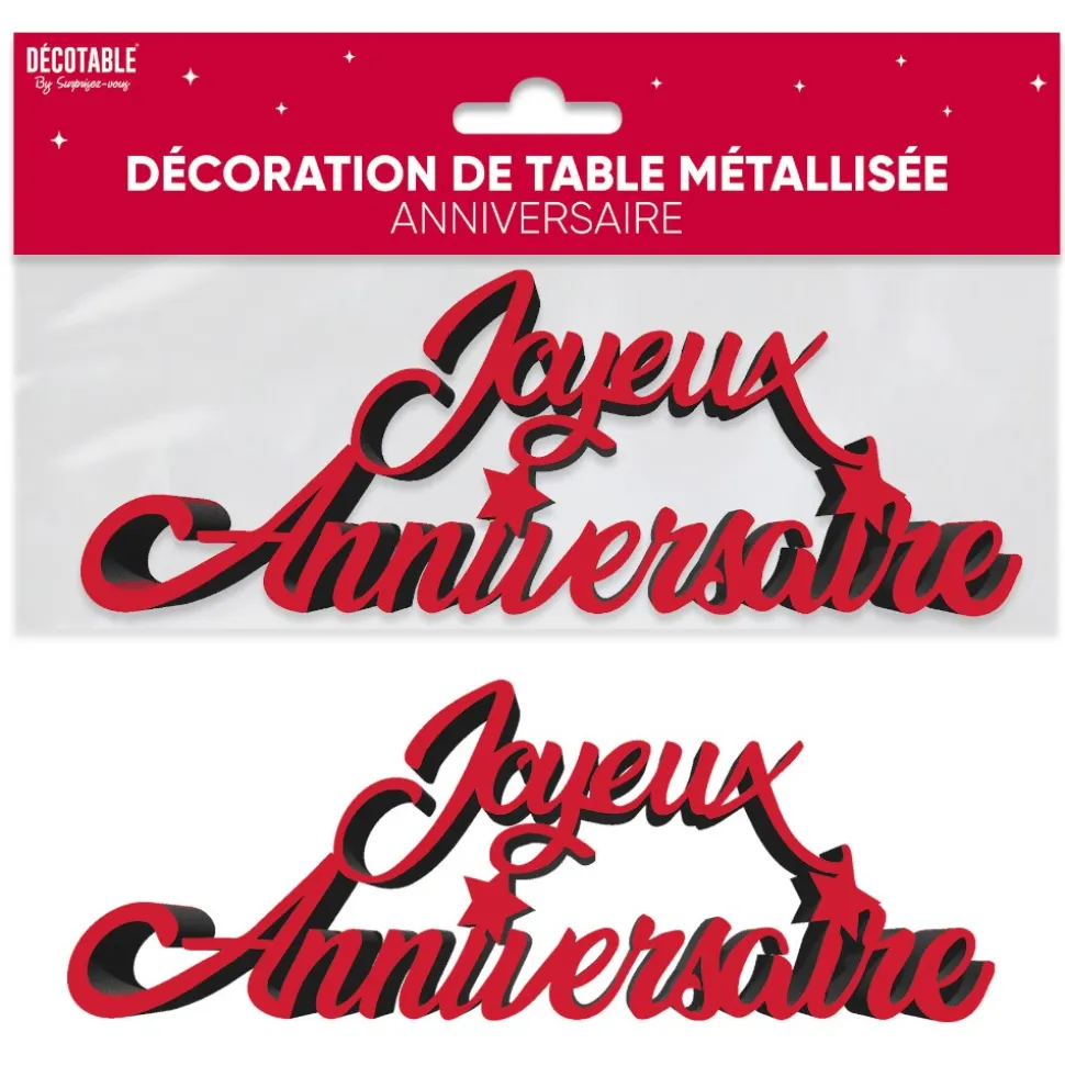 DÉCO DE TABLE ANNIVERSAIRE 19X7X2CM ROUGE