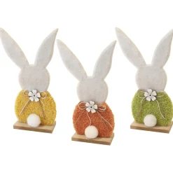 DÉCO LAPIN FEUTRINE BOIS 22.5X14.5X5CM COLORÉ