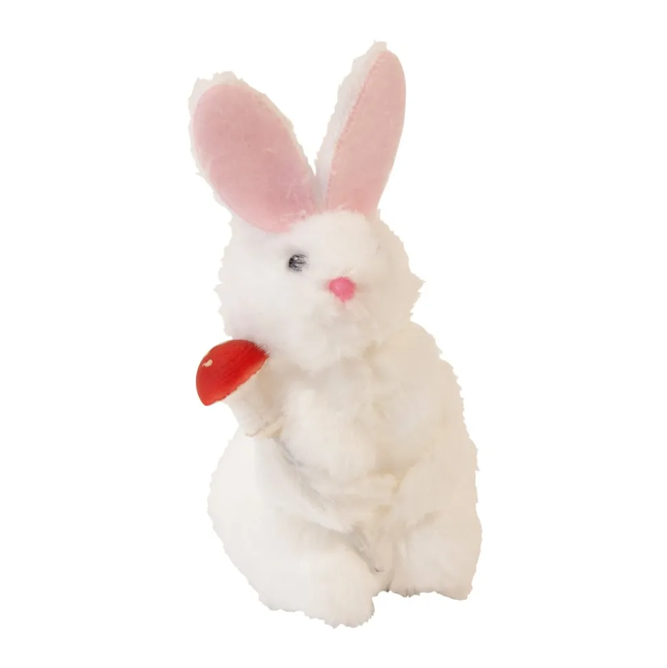 DÉCO LAPIN FOURRURE CAROTTE 11X4X6CM BLANC