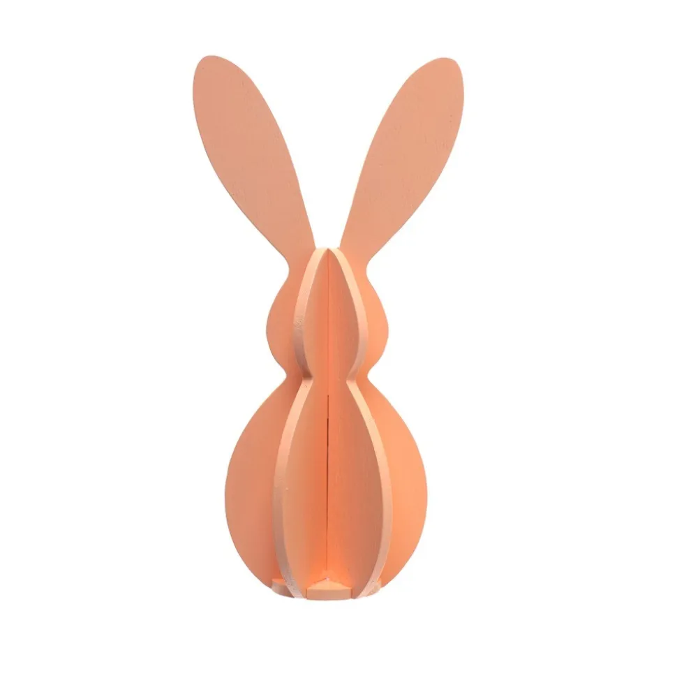 DÉCO LAPIN SILHOUETTE BOIS 12CM PÊCHE