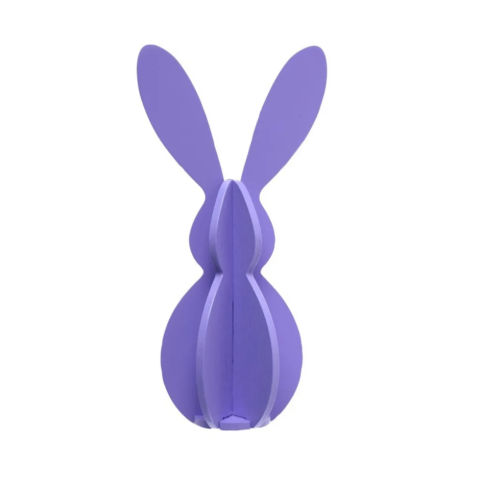 DÉCO LAPIN SILHOUETTE BOIS 12CM PARME