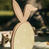 DÉCO OEUF OREILLES LAPIN BOIS LAQUÉ 12X25X5CM SAUGE