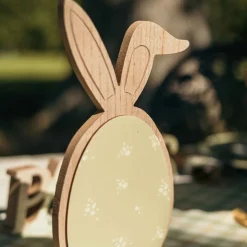 DÉCO OEUF OREILLES LAPIN BOIS LAQUÉ 12X25X5CM SAUGE