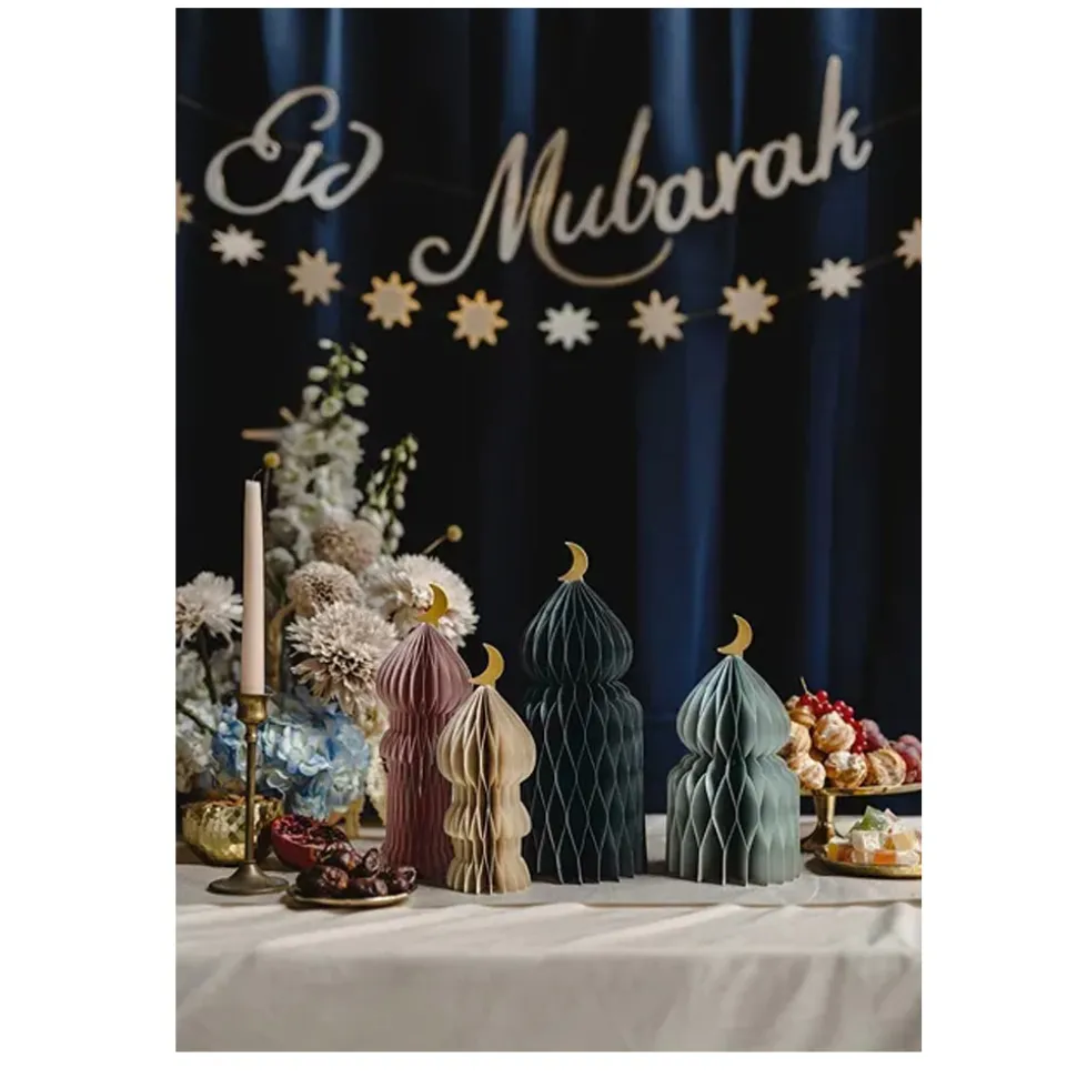 4 DÉCO PAPIER ALVÉOLÉ EID MUBARAK 22.5-33.5CM