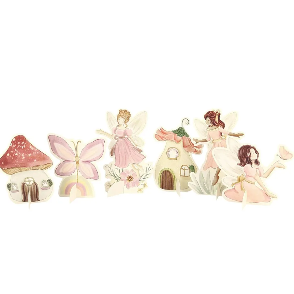 6 DÉCO PAPIER FAIRY WORLD 6.8-10CM ROSE PASTEL