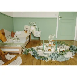 6 DÉCO PAPIER MONTGOLFIÈRE 8-12CM CRÈME VERT AMANDE
