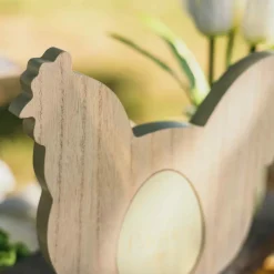 DÉCO POULE BOIS ?'UF PÂQUES 20X17X2CM SAUGE