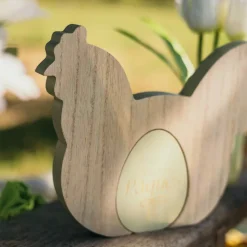 DÉCO POULE BOIS ?'UF PÂQUES 20X17X2CM SAUGE
