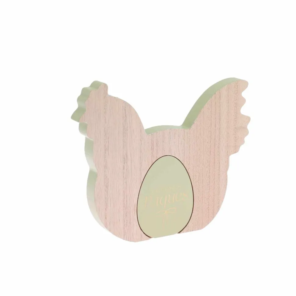 DÉCO POULE BOIS ?'UF PÂQUES 20X17X2CM SAUGE