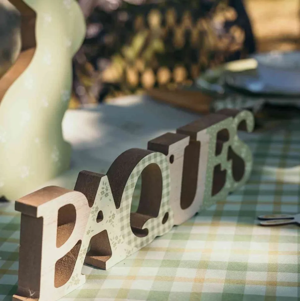 DÉCORATION BOIS PÂQUES PRINTEMPS 28CM SAUGE